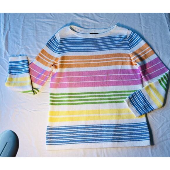 Lauren Ralph Lauren Sweaters - Lauren Ralph Lauren Sweater Crew Neck Pastel Striped Rainbow MED